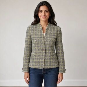 Vintage Talbots Collection Tweed Blazer, Boucle Wool MadeINItaly Old Money, Sz 6